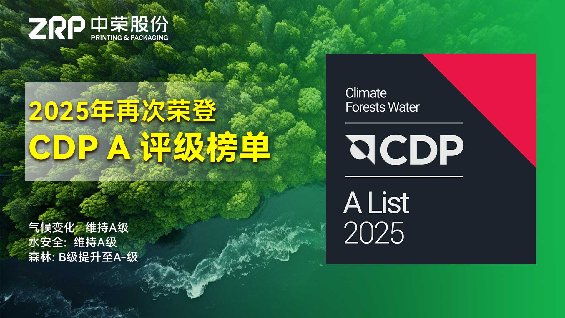 蝉联庆幸！腾博tengbo股份陆续两年荣获CDP“A级”环保评级，，，，，，，，启航2026高质量可持续发展新征程